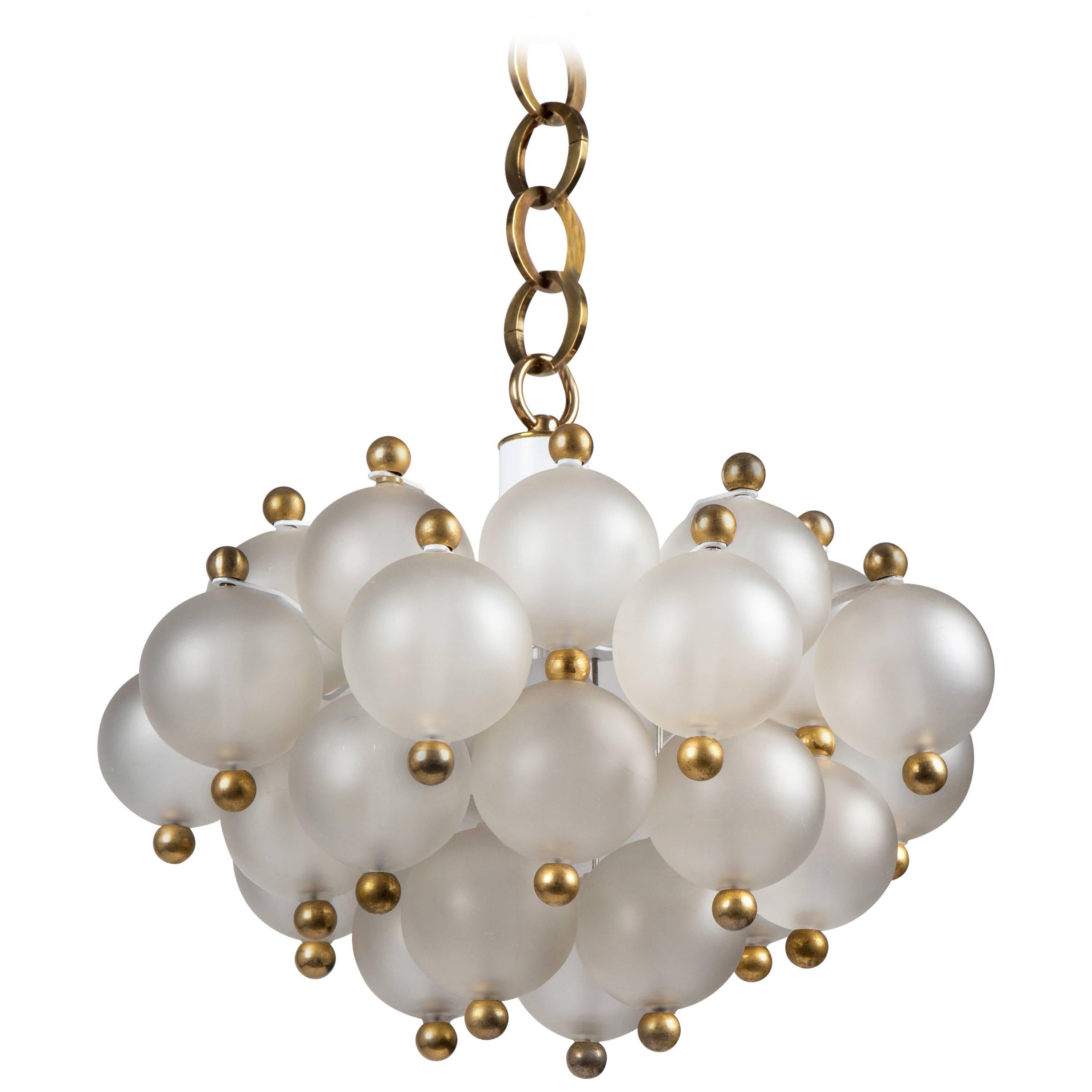 Italian Glass and Brass Pendant by Seguso, Circa 1960