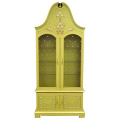 1960s John Widdicomb Green Bonnet Top French Regency Style Display Cabinet Curio 2