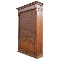  Louvered-Door Cabinet in Mahogany and Solid Oak, circa 1900