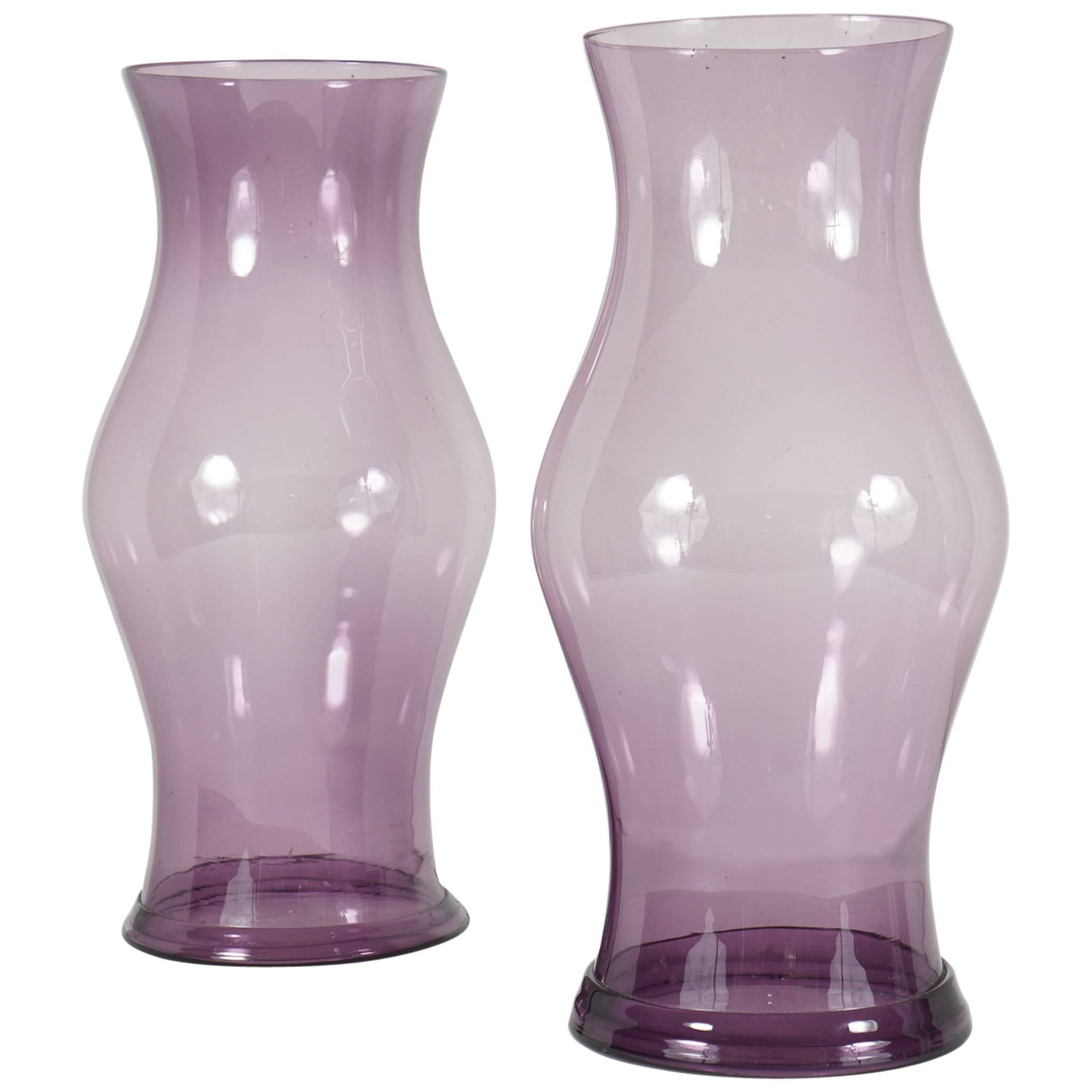 Pair Purple Blown Glass Hurricane Shades from the Estate of Paul & Bunny Mellon