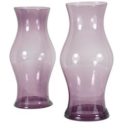 Pair Purple Blown Glass Hurricane Shades from the Estate of Paul & Bunny Mellon