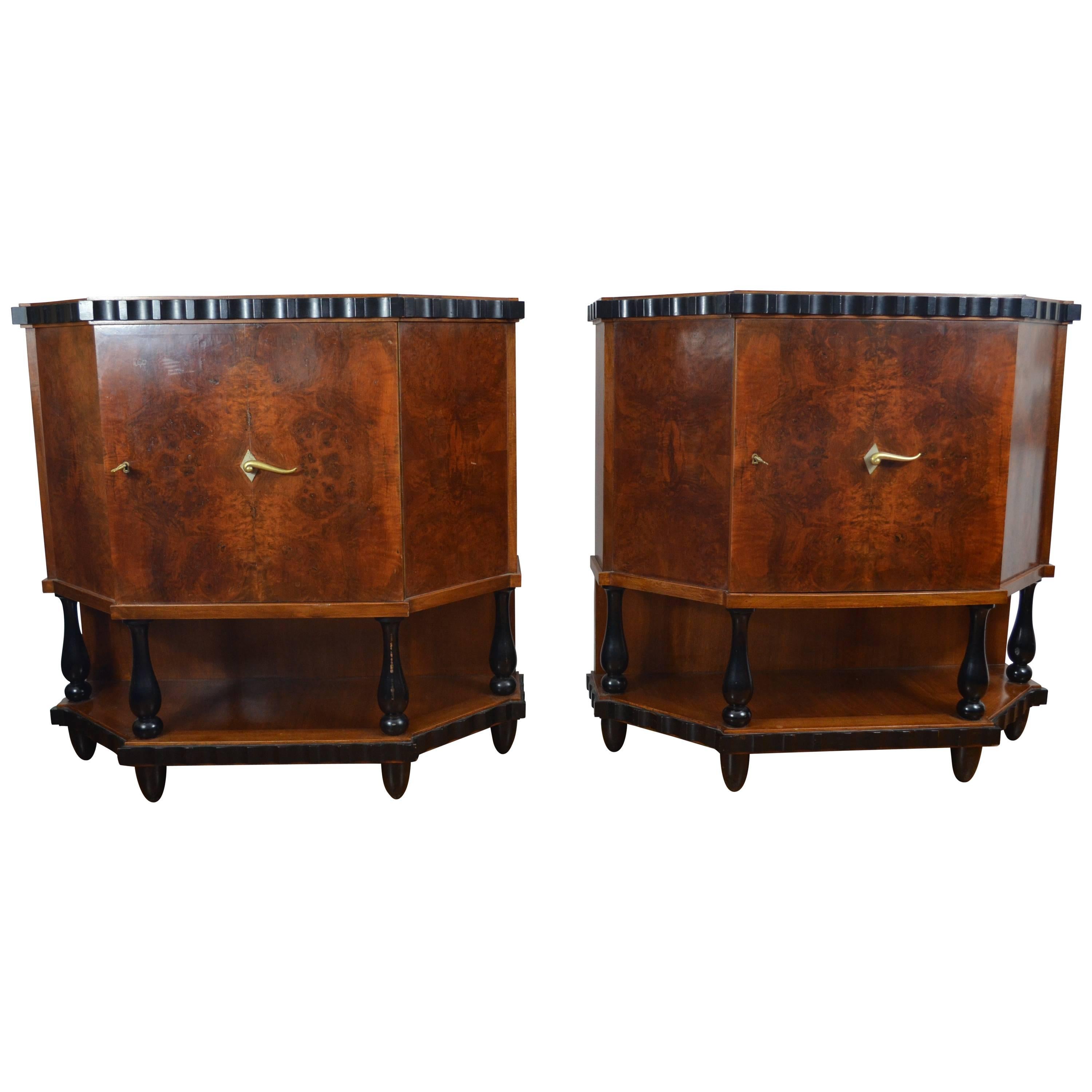 Pair of Small Art Deco Side Cabinets