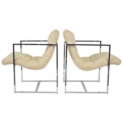 Pair of Milo Baughman Scoop Lounge Chairs 11