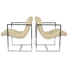 Pair of Milo Baughman Scoop Lounge Chairs