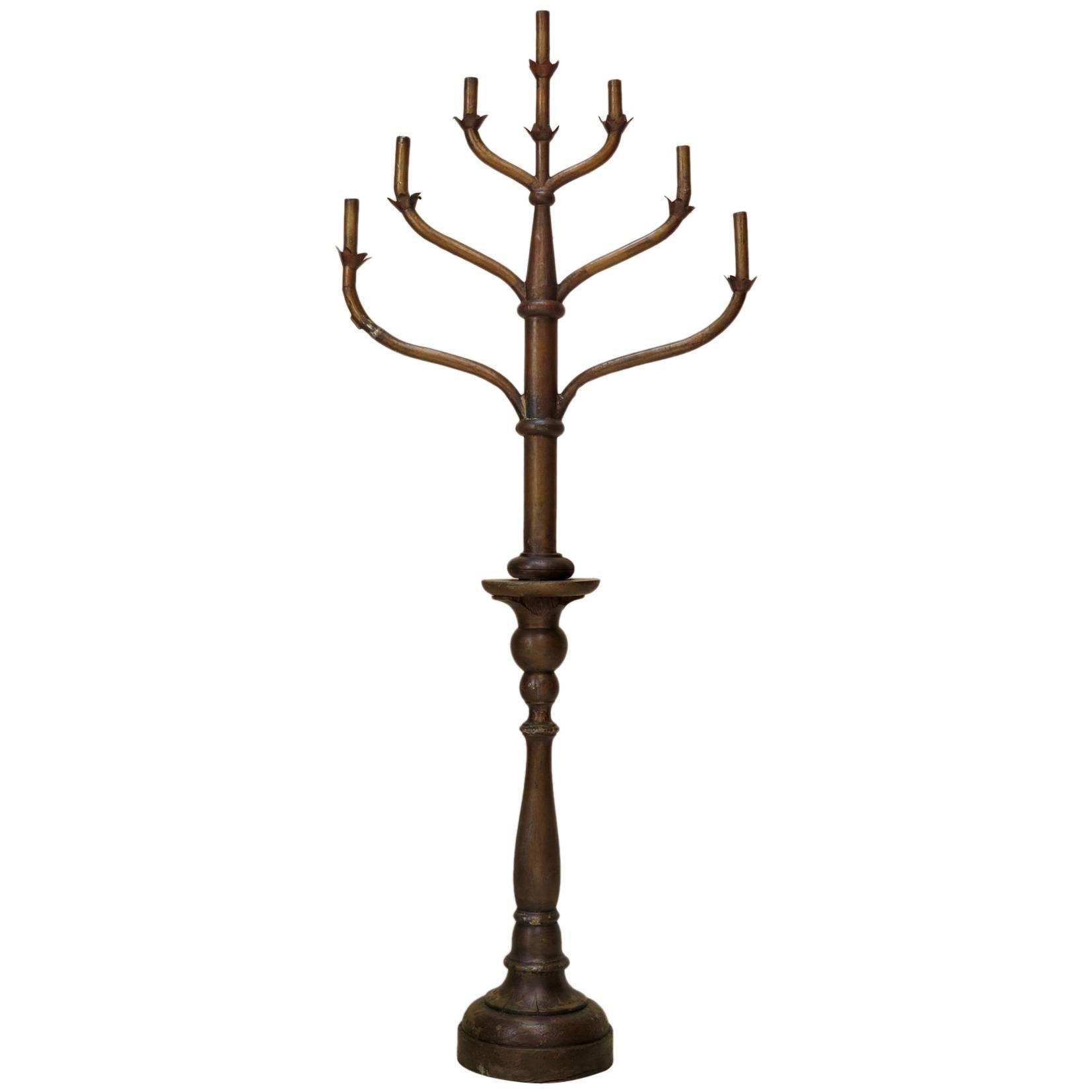 Large Burnished Gold Painted Candelabra, France, 19th Century For Sale