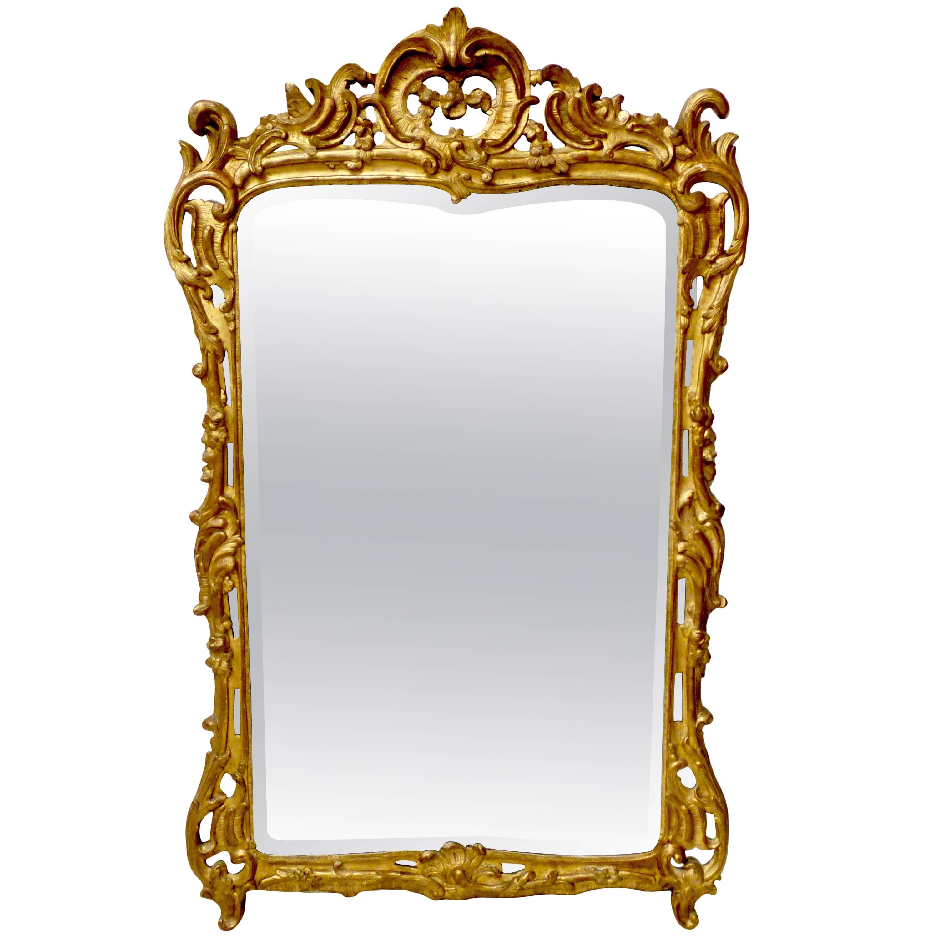 18th Century Louis XVI Carved Giltwood Mirror For Sale