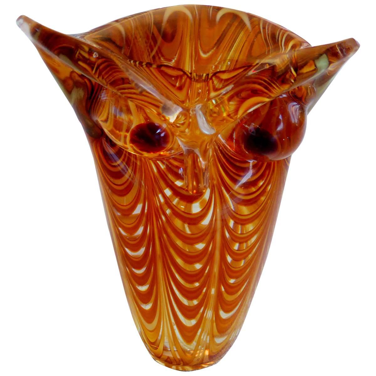 Rare Art Glass Owl by Cenedese For Sale