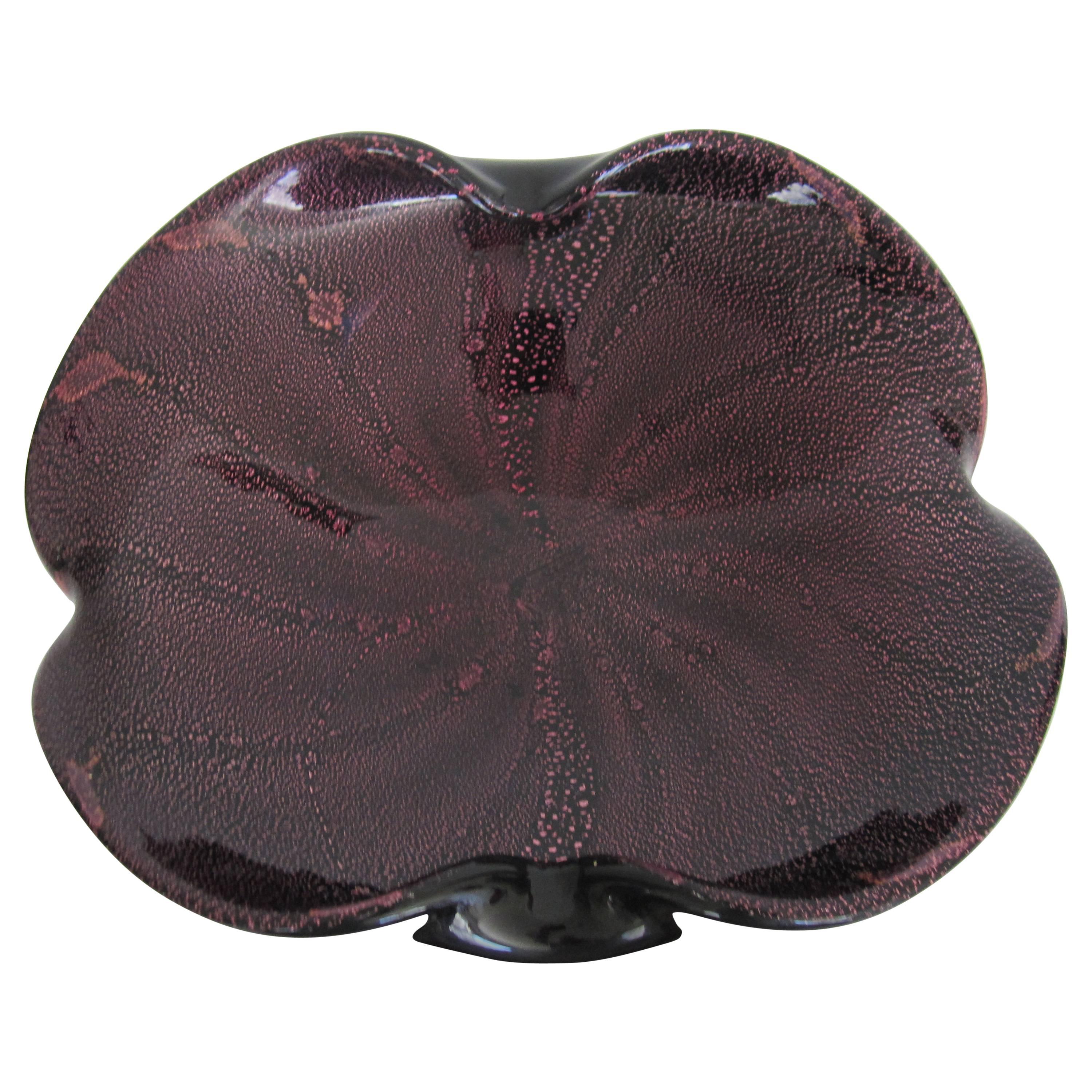 Italian Murano Purple and Black Art Glass Bowl