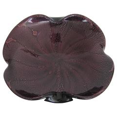 Mid-Century Italian Murano Black and Purple Art Glass Bowl, Italy 6