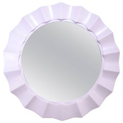 Retro Lilac 1970's Glam Lacquered Scalloped Mirror