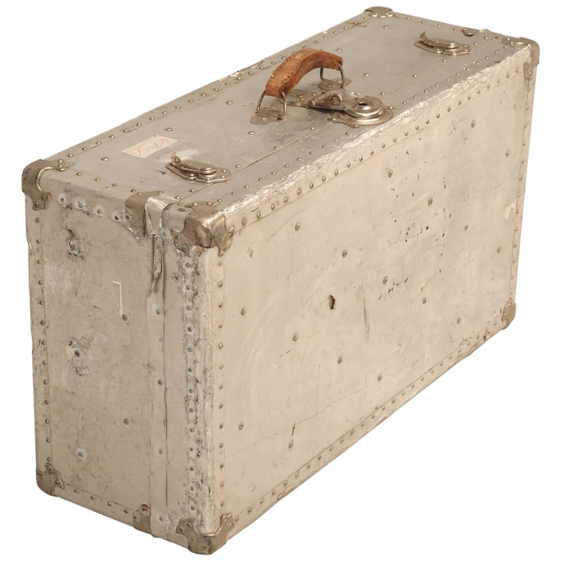 Vintage French Metal Trunk Could Be Made into a Coffee Table or End Table 