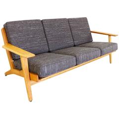 Danish Design Three-Seat Sofa in Oak by Hans Wegner