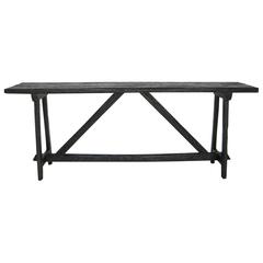 Custom Oak Wood Console With Triangle Stretcher 1