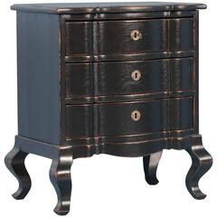 Antique Small Danish Oak Chest of Drawers Painted Black, circa 1880