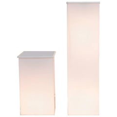 Pair of White Perspex Lighted Plant Pots, 1970s