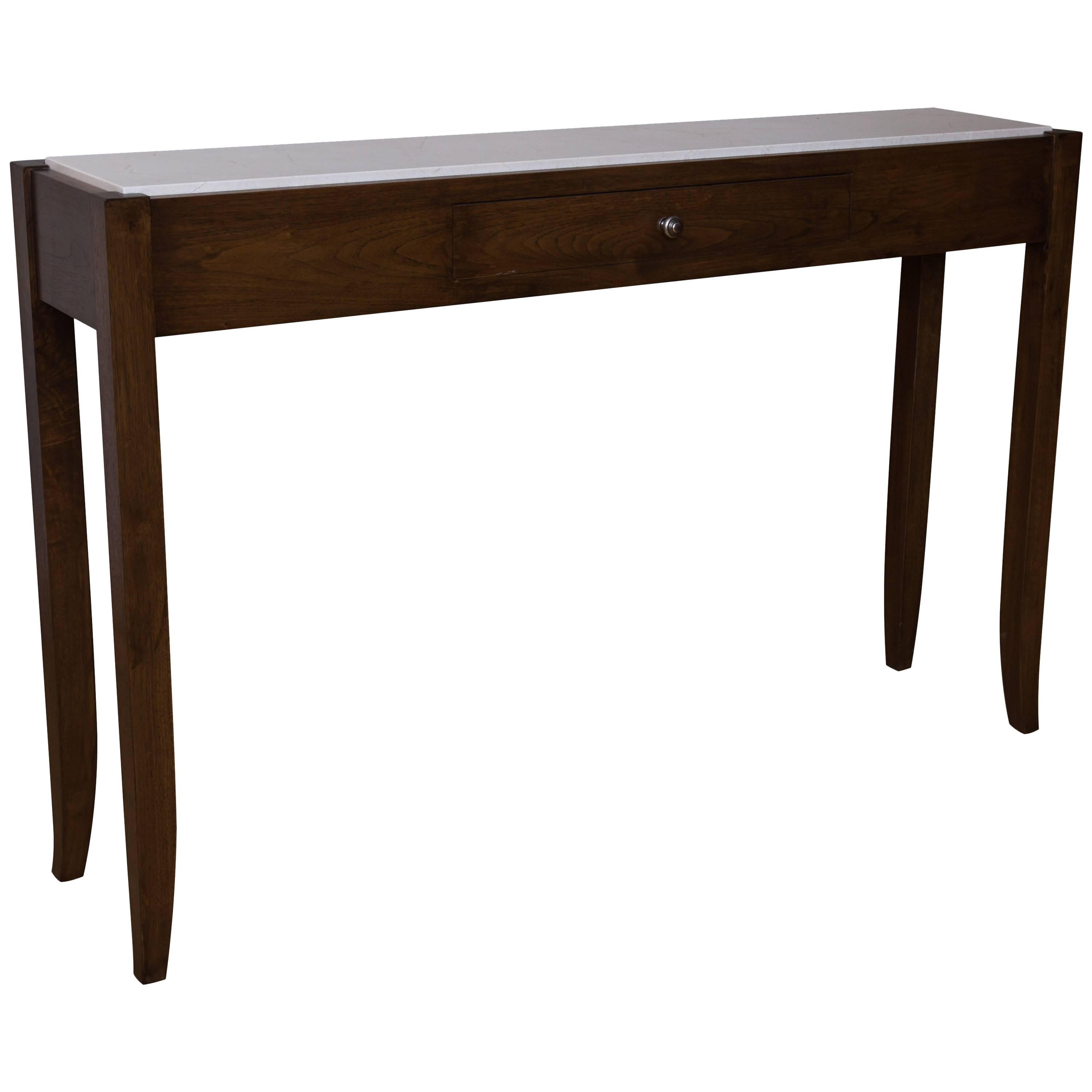 Walnut Console with Alabaster Top by Gregory Clark For Sale