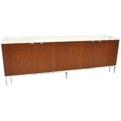 Florence Knoll Mid-Century Marble-Top Walnut Credenza