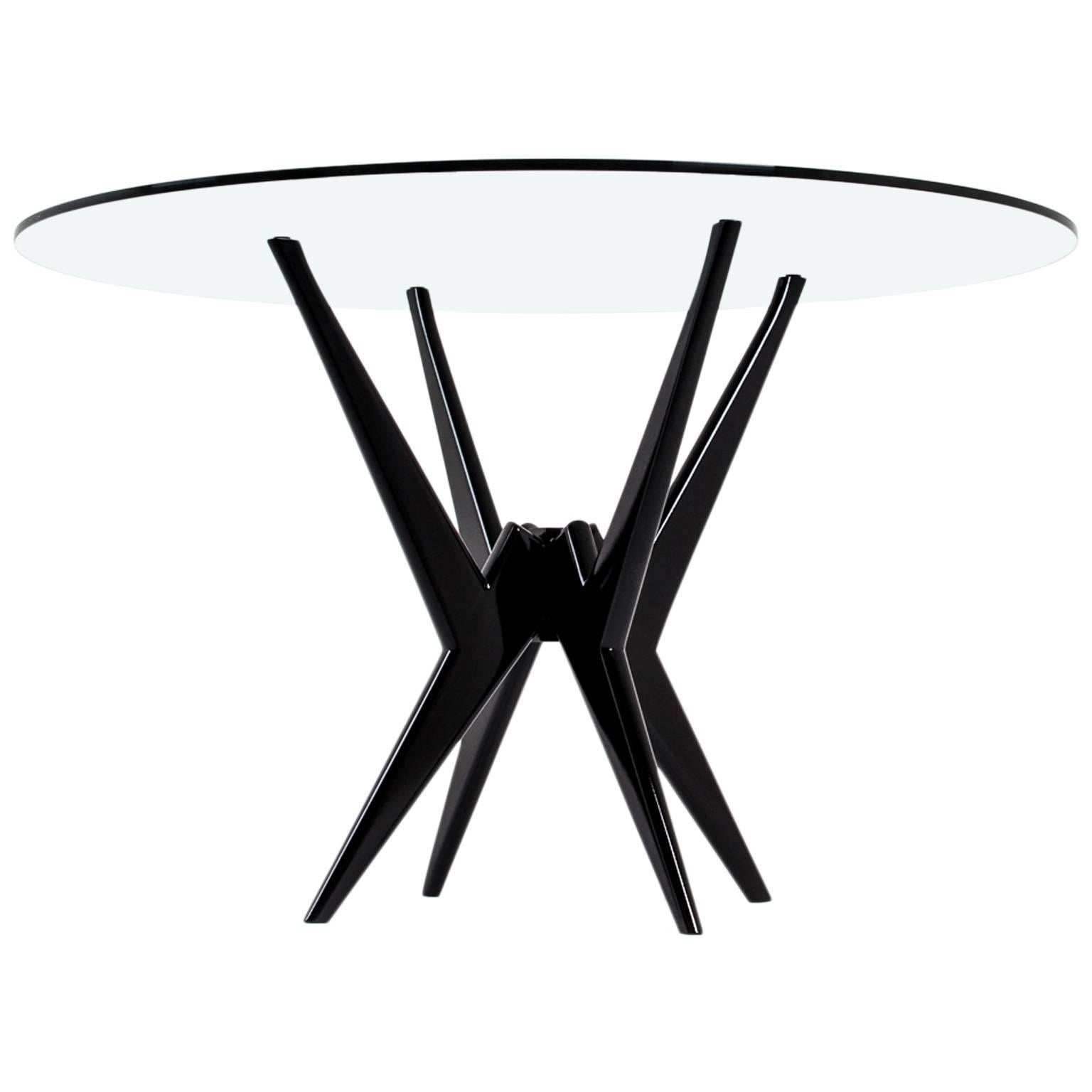 Sculptural Black Lacquered Dining Table, 1950s