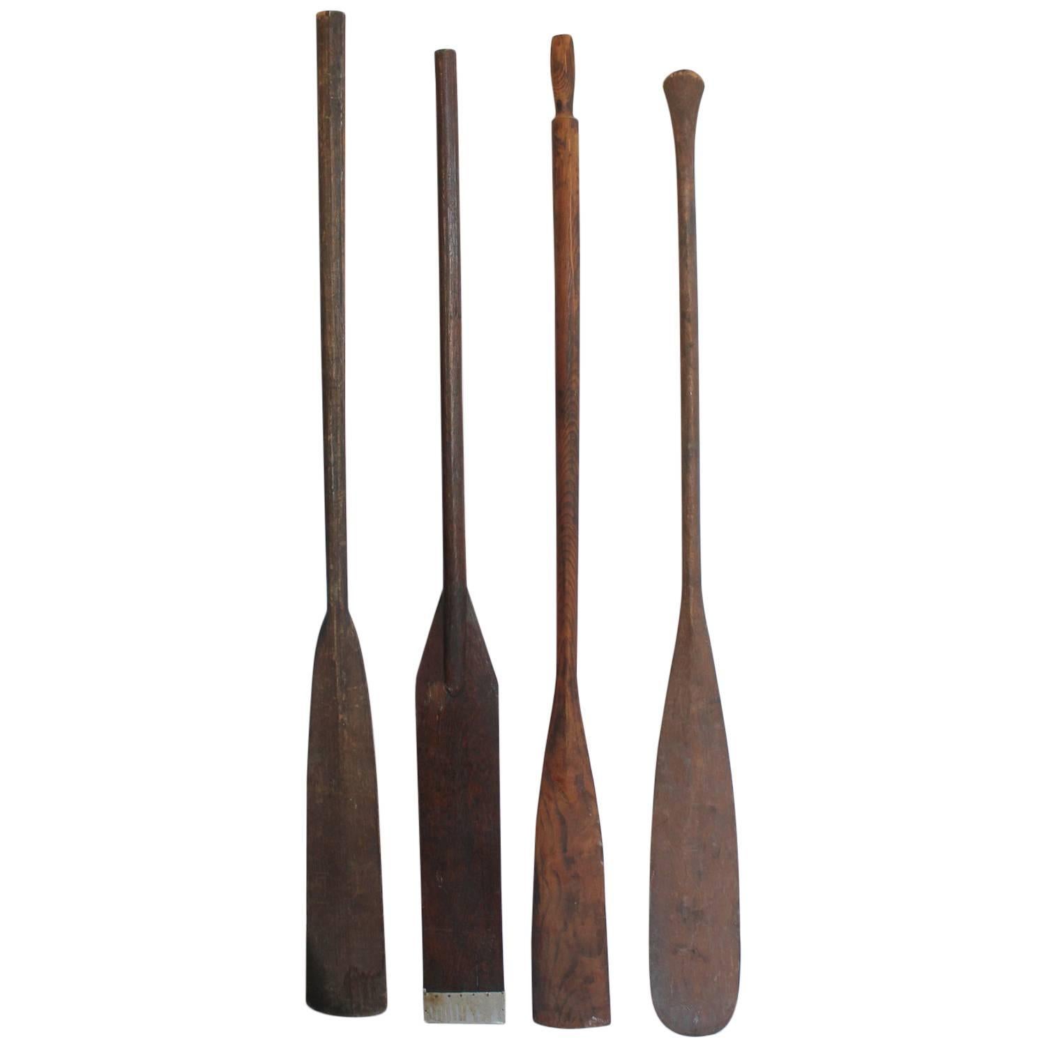 Collection of Four Antique Wooden Oars