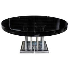Large and Spectacular Dining Room Table, Black Lacquered, circa 1935 5