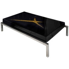 Beautiful Low Coffee Table, Black Lacquered, Maison Guerin, Paris, circa 1970