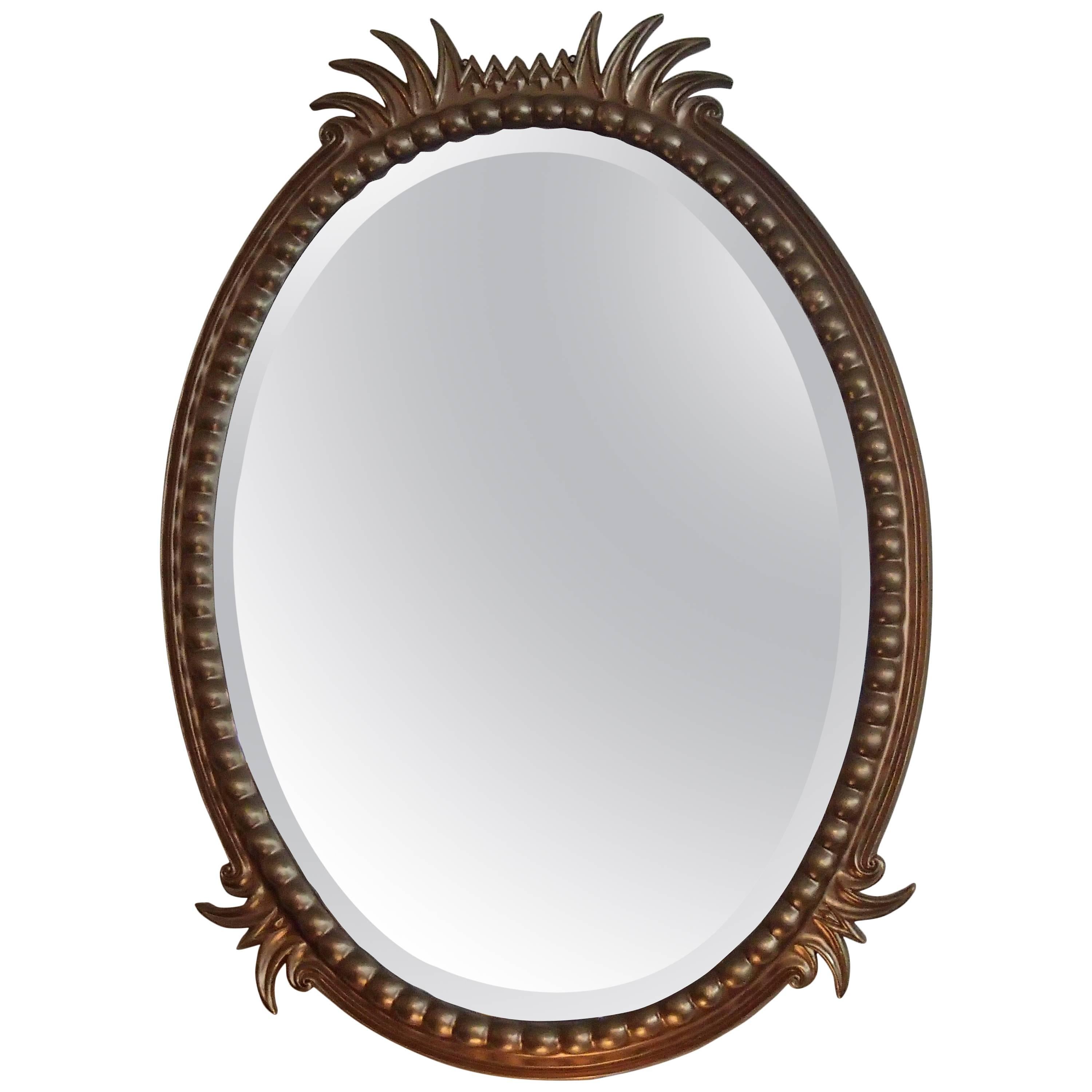 Specchio Hughes del XIX secolo con cornice ovale dorata in vendita