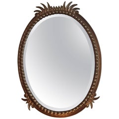 Antique 19th Century Hughes Mirror with Oval Golden Frame