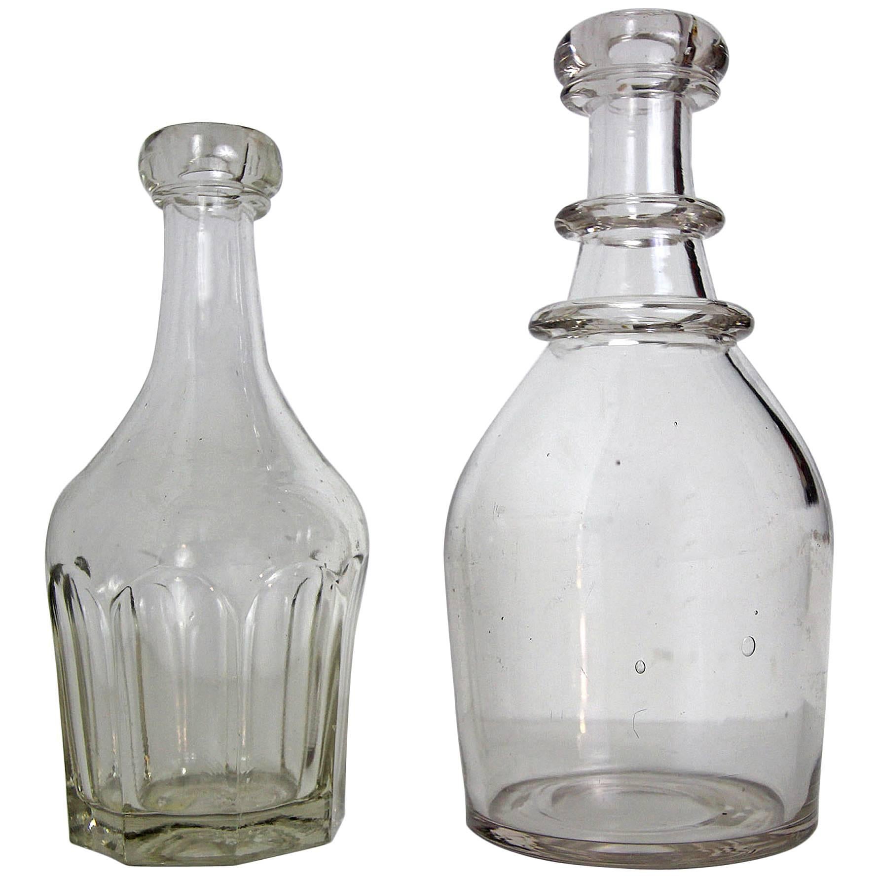 Clear Glass Bar Bottles, circa 1850 For Sale