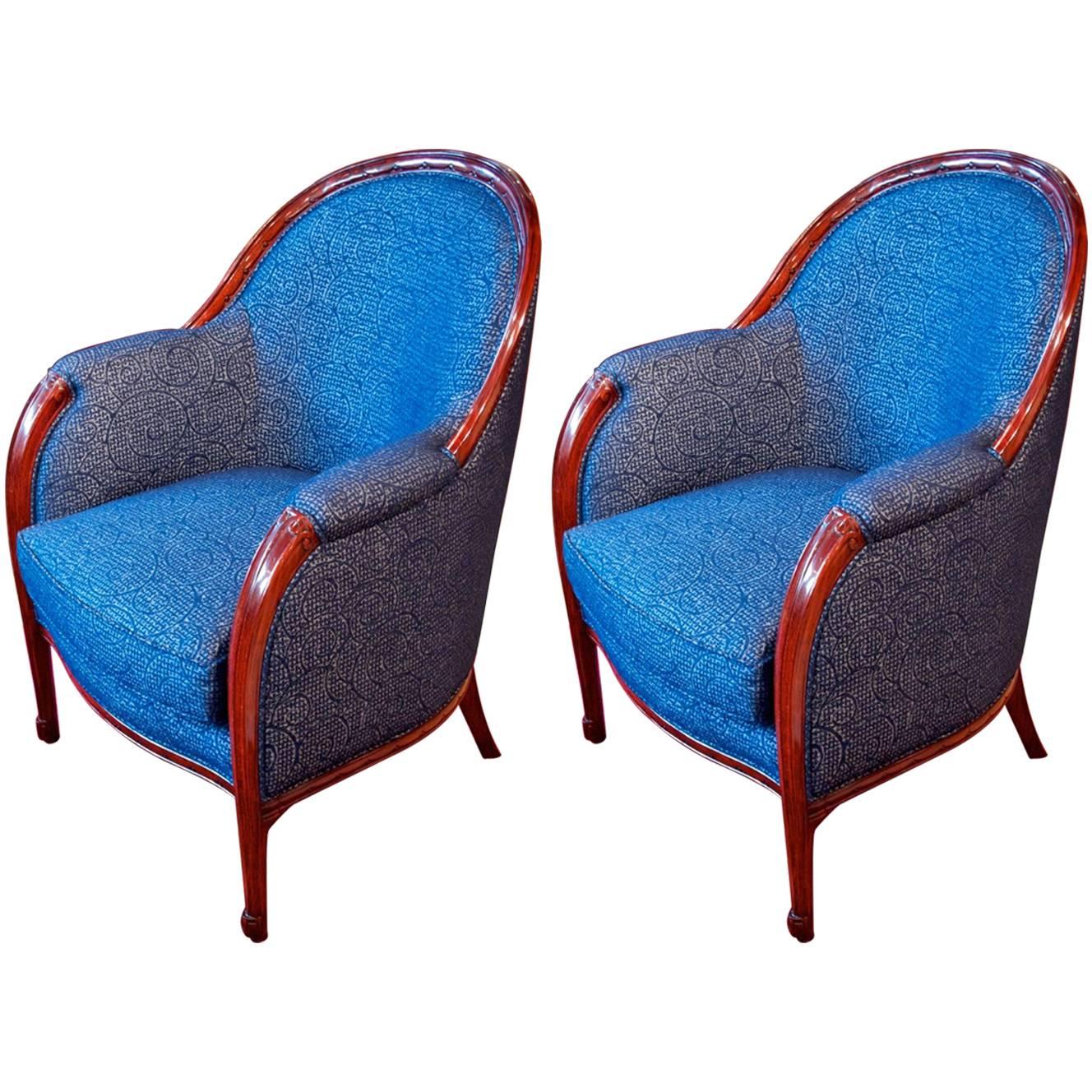 Paul Follot Pair of Club Chairs For Sale