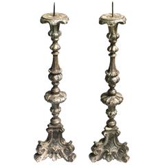 PAIR Italian Baroque Silver Gilt Prickets 5