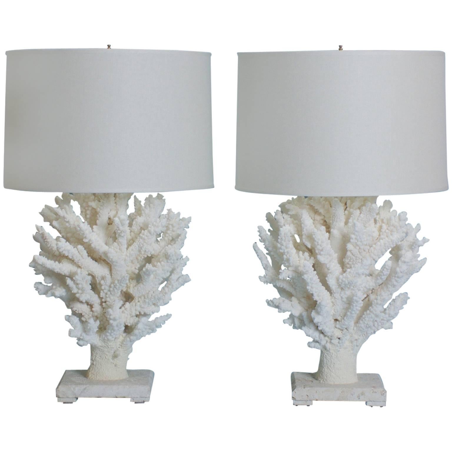 Pair of Sculptural Branch Coral Table Lamps