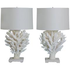 Vintage Pair of Sculptural Branch Coral Table Lamps