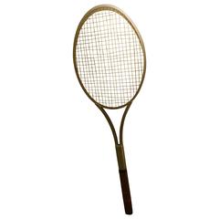One of Kind Striking Rare Giant Big Tennis Racket in Aluminum and Leather