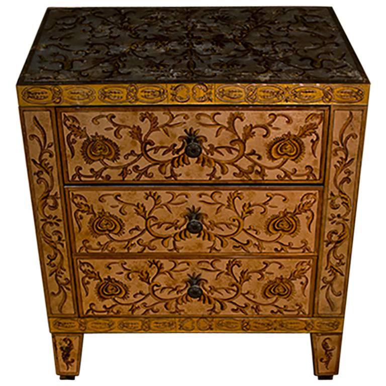 French Baques Eglomise Commode For Sale