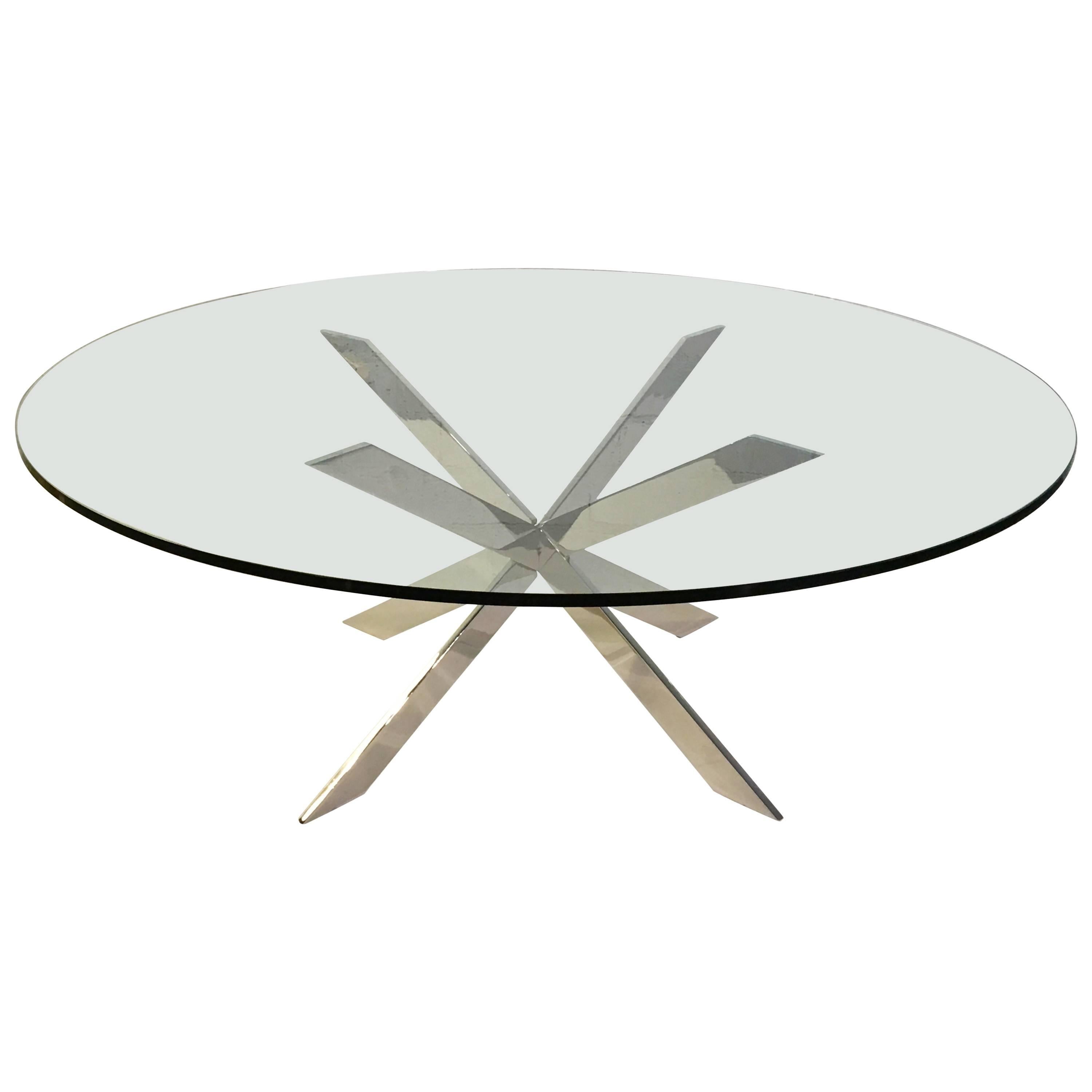 Nickel and Glass Cocktail Table by Pace Collection For Sale