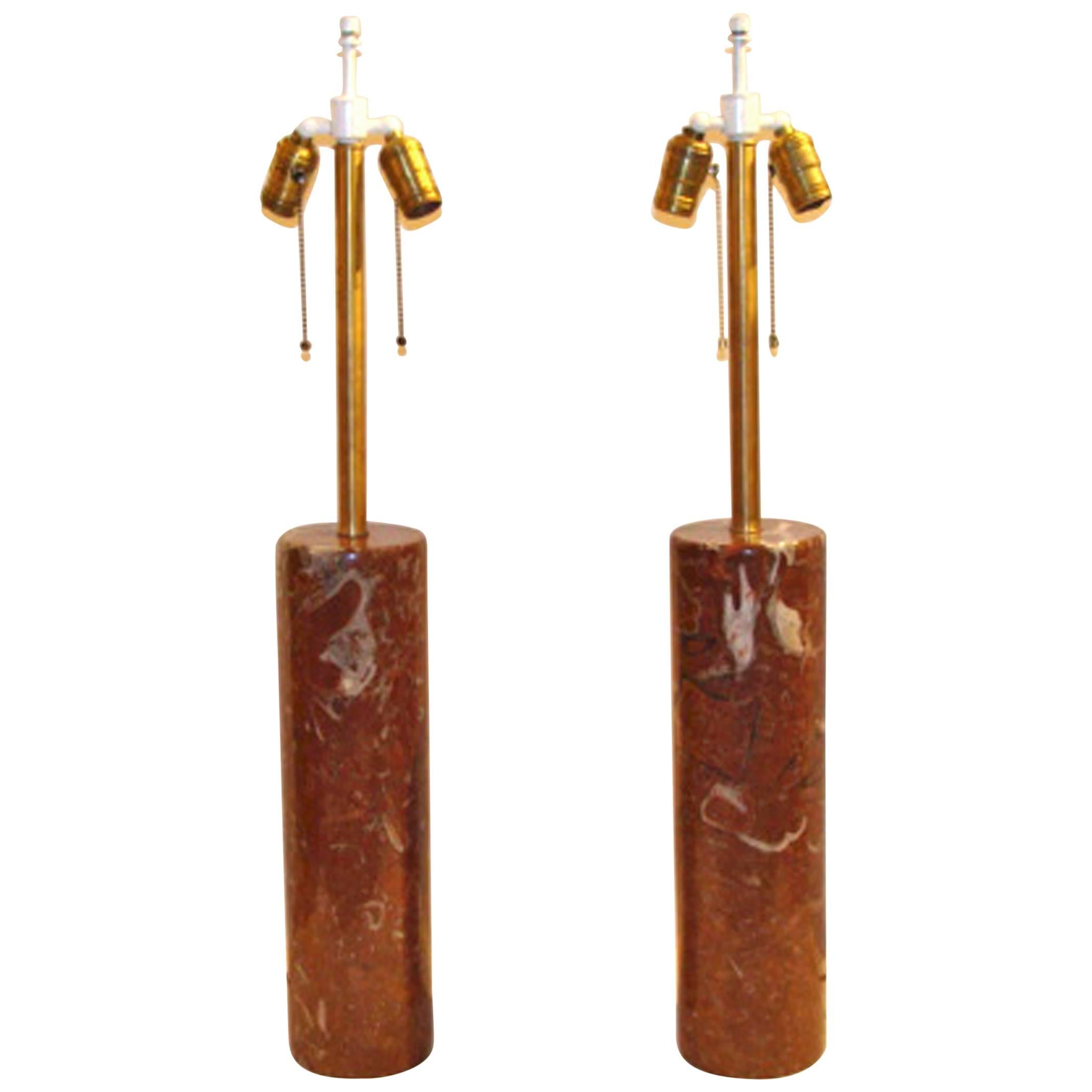 Pair of Vintage Nessen Marble Lamps