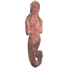 Folk Art Carved and Polychromed Mermaid