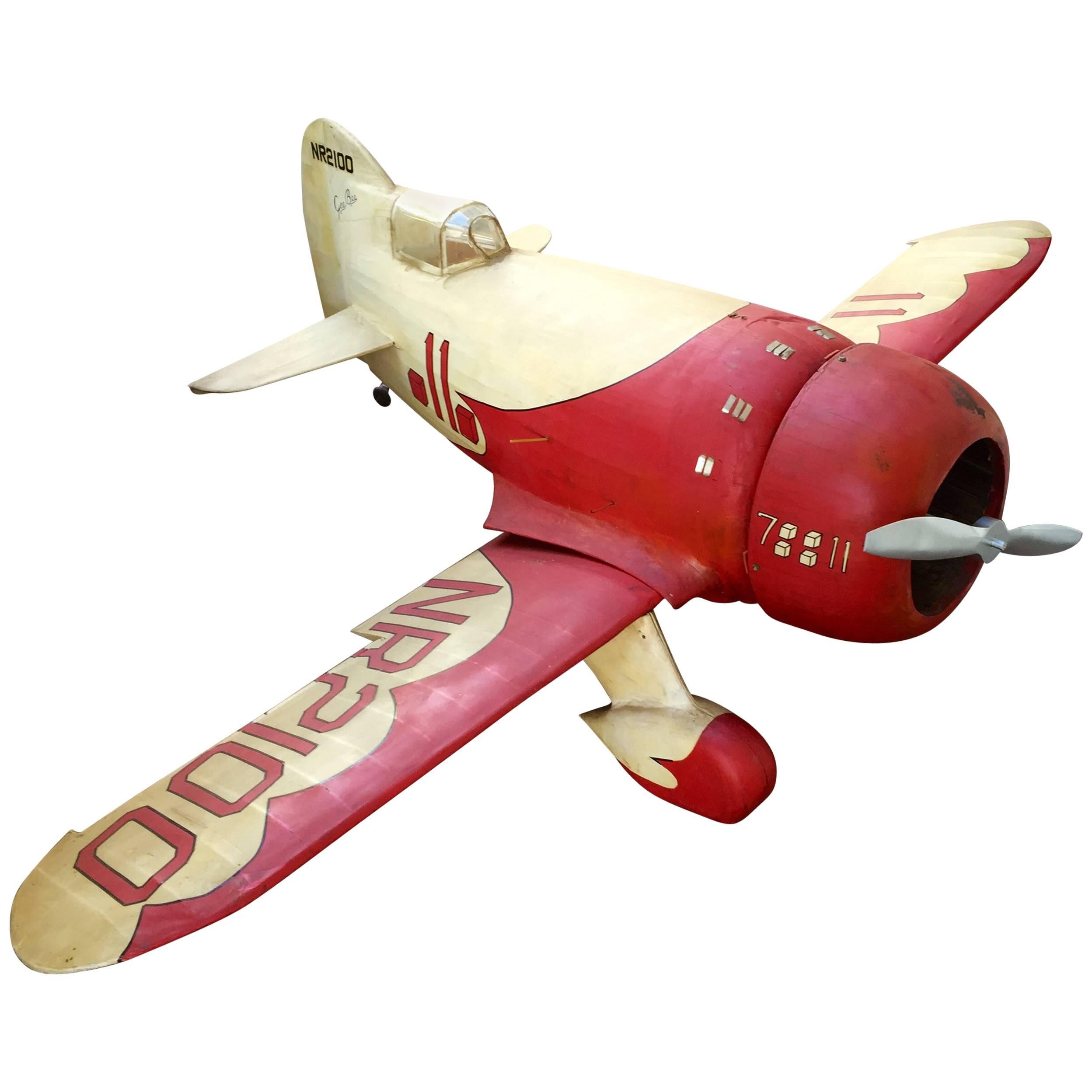 Large 1940s Airplane Model Wood and Paper Gee Bee