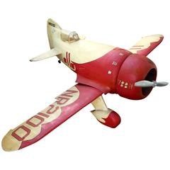 Grand modèle d'avion des années 1940 Gee Bee en bois et papier