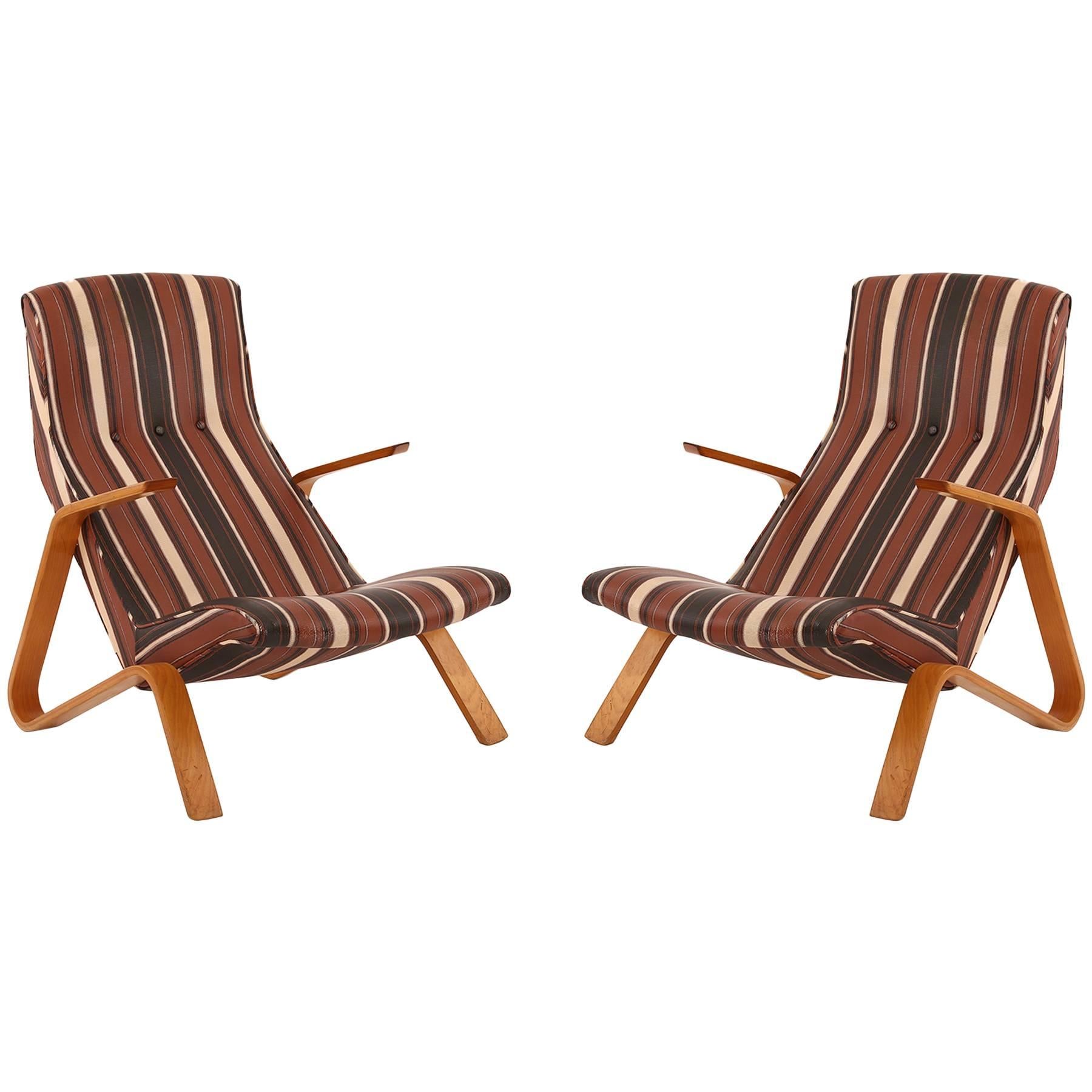 Early Pair of All Original Saarinen Knoll Grasshopper Chairs