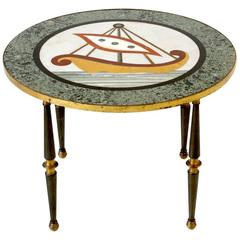 Used Italian Figurative Marble Side Table