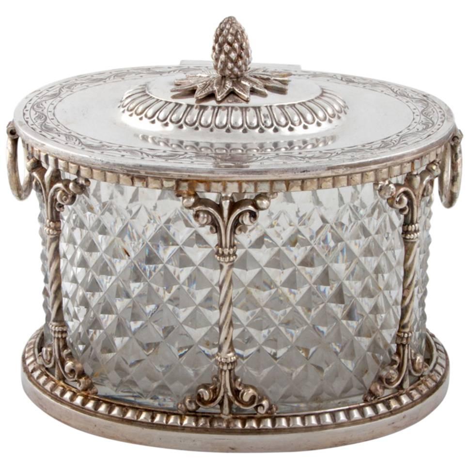 Antique Oval Crystal and Silver Box by Pairpoint