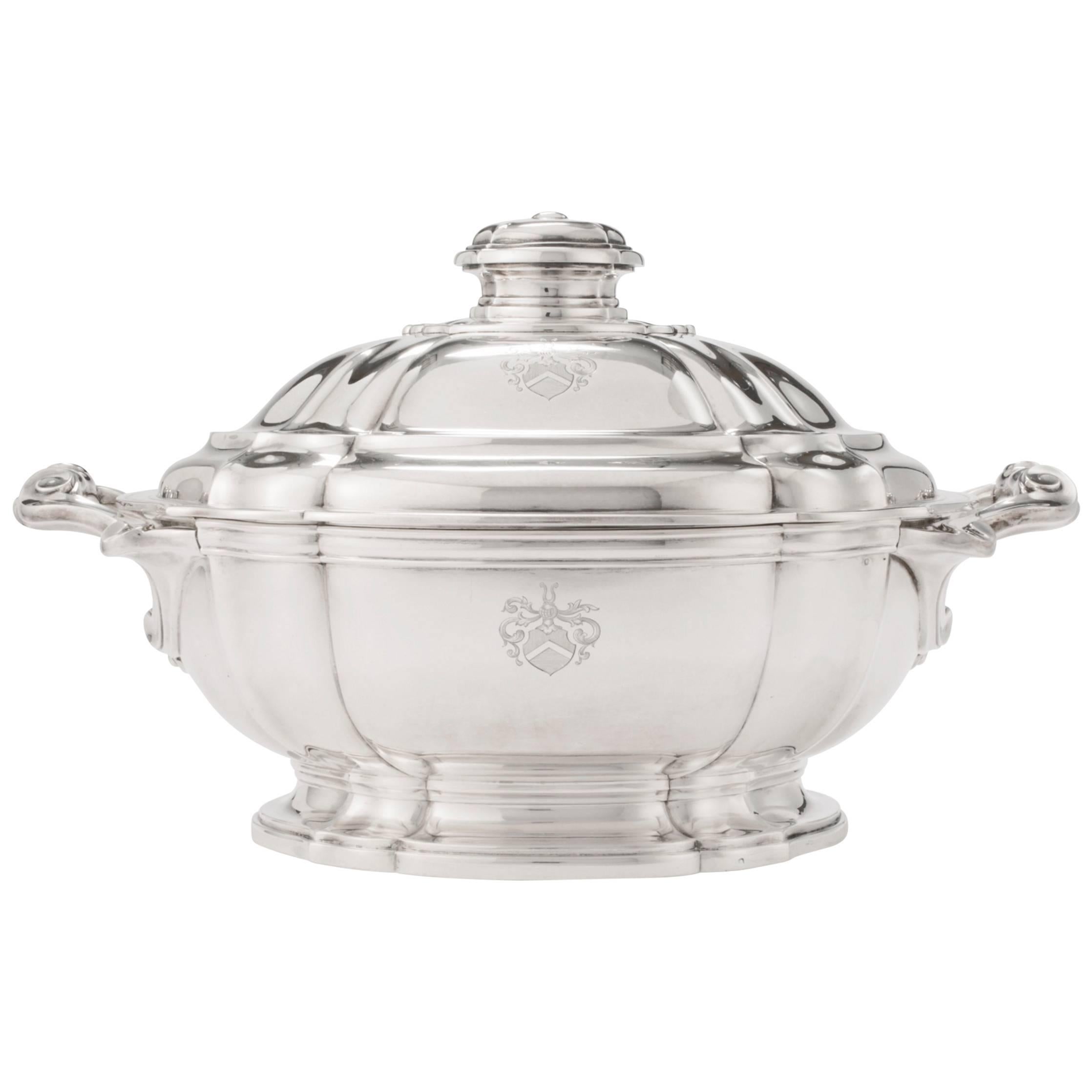 French, Sterling Silver, Oval Tureen and Cover Tetard Freres, Paris