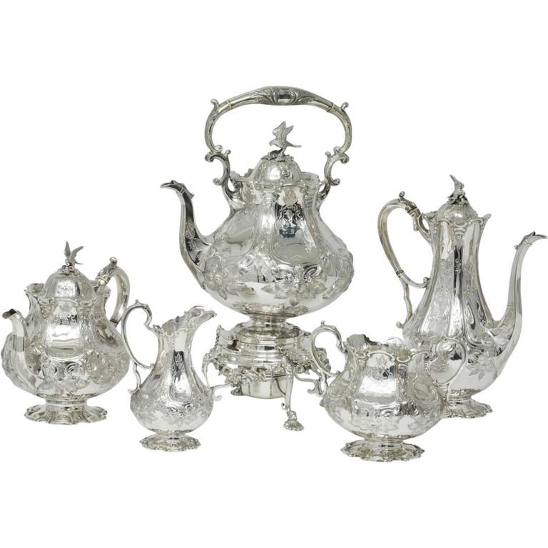Exceptional Quality Antique English Sterling Silver Tea and Coffee Set