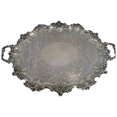 Antique English, Sterling Silver Two Handled Tray. London 1853