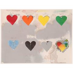 Jim Dine '8 Herzen' Bleistift signierte Lithographie