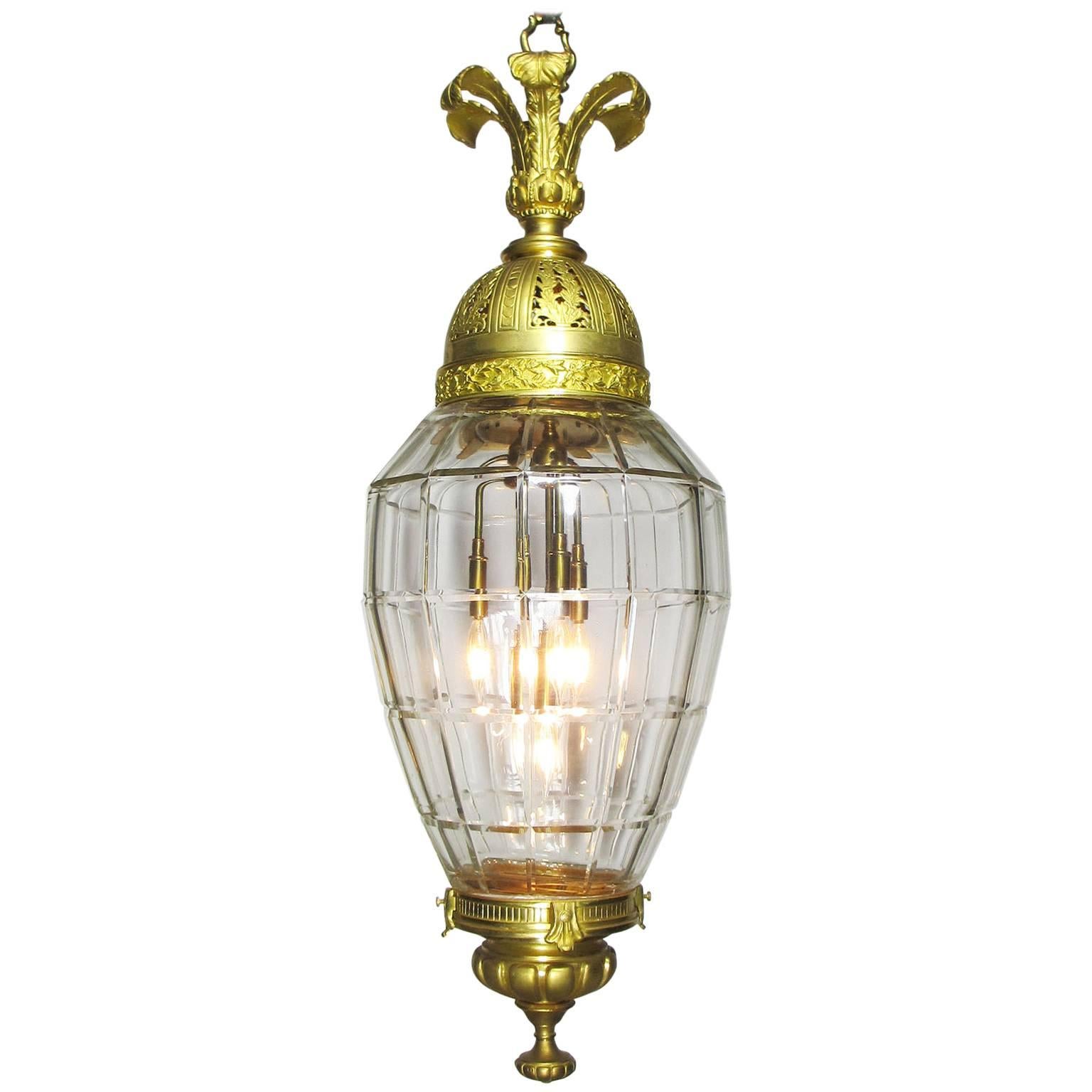 Fine French 19th-20th Century Belle ÉPoque Lantern, Attributed to Baccarat For Sale