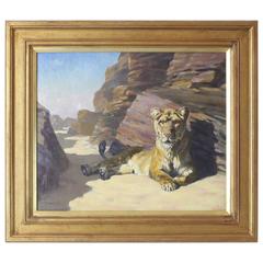 Oil on Canvas Painting of a Lioness 4