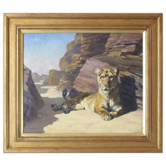 Oil on Canvas Painting of a Lioness