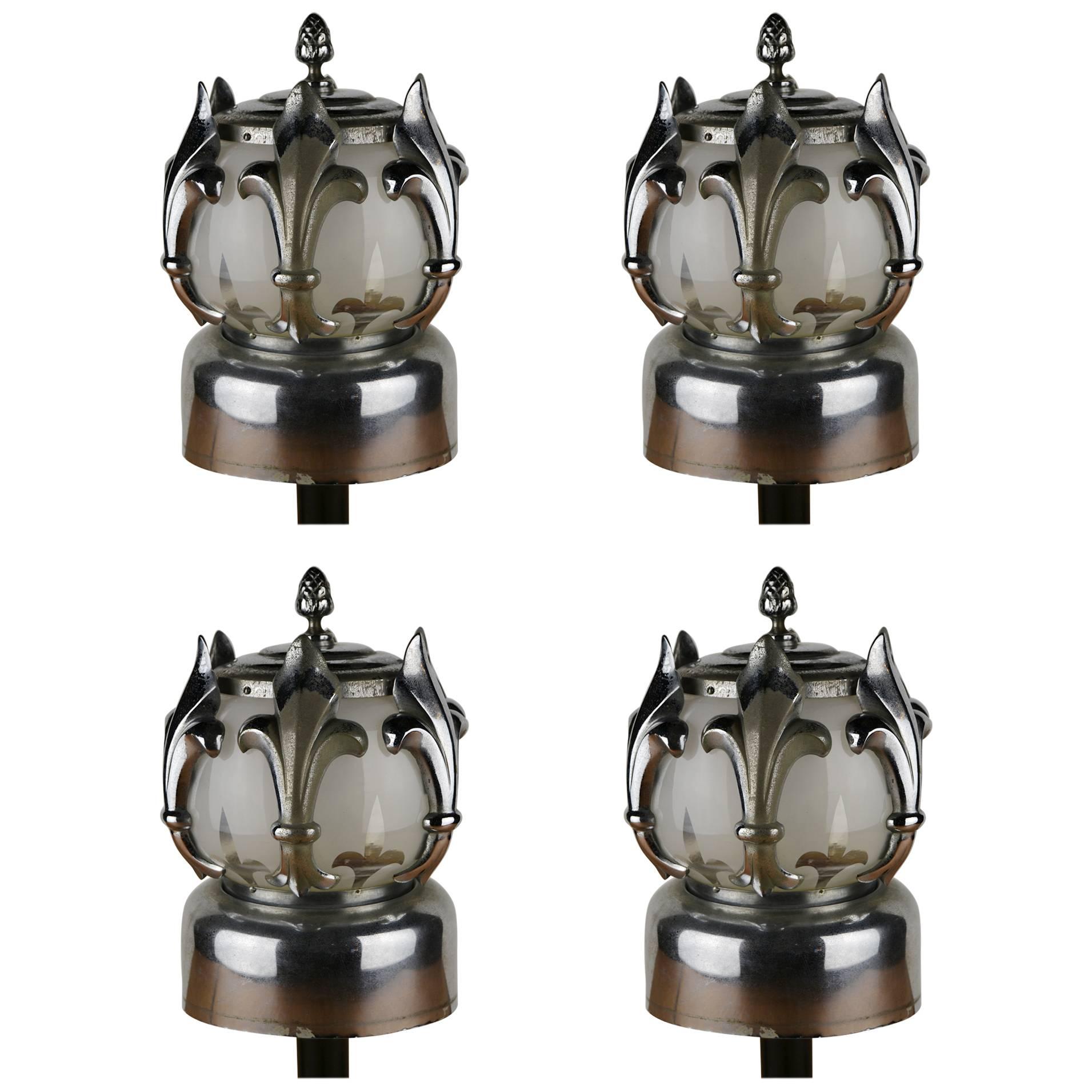 Four Art Deco Lamps from Hearse / Funeral Car